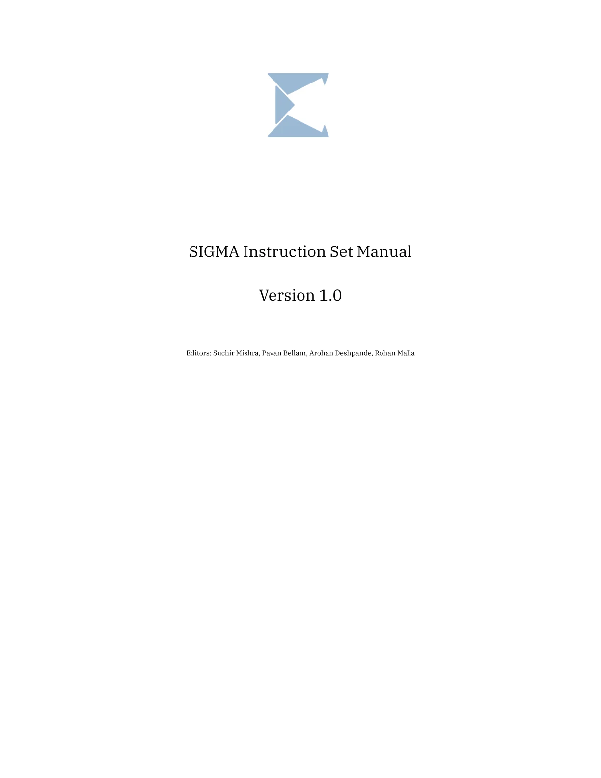 SIGMA Instruction Set Architecture Manual v1.0, page 1